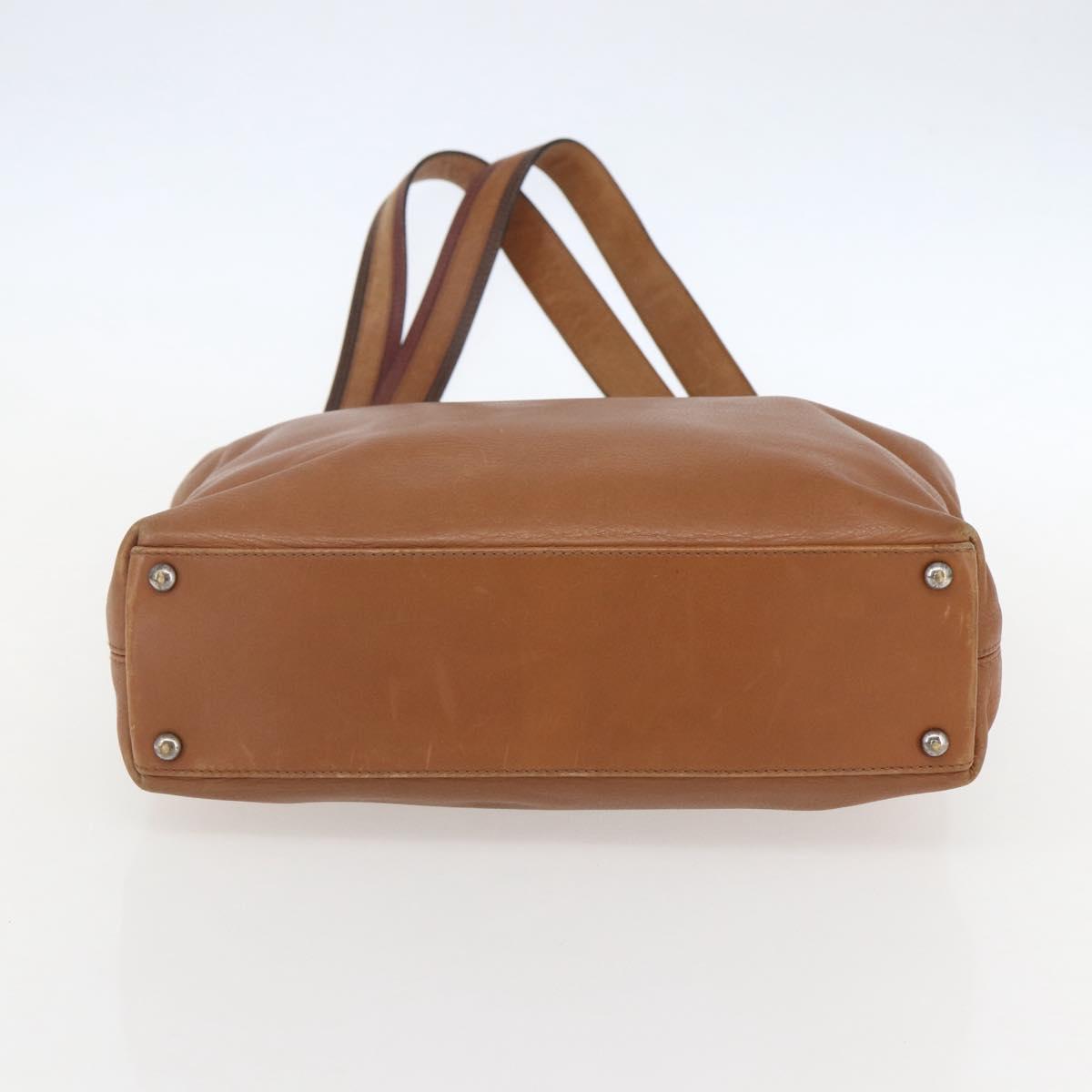 CHANEL Tote Bag Leather Brown Gold CC Auth BA8255