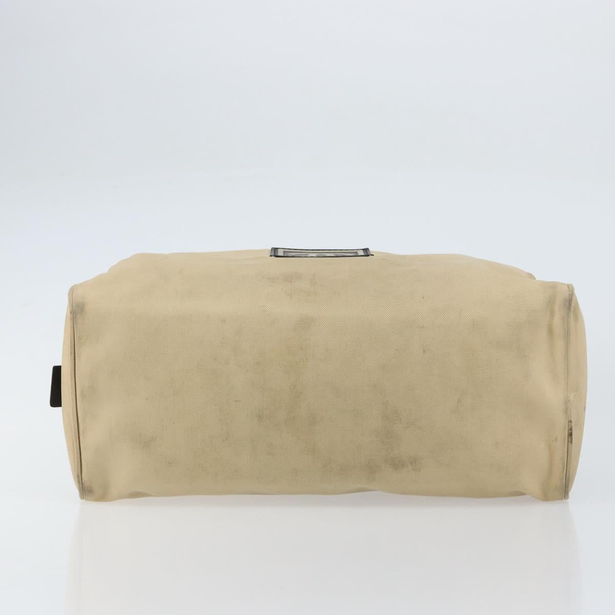 CHANEL Sports Clutch Bag Nylon Beige Black CC Auth BA8257