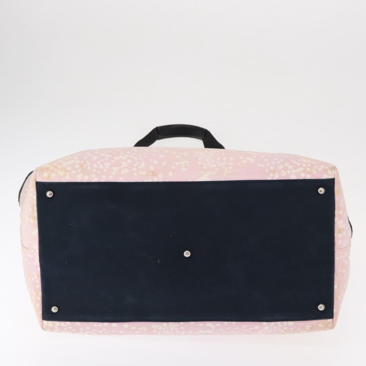 CHANEL High Summer Tote Bag Canvas Leather Pink Silver CC Auth BA8259