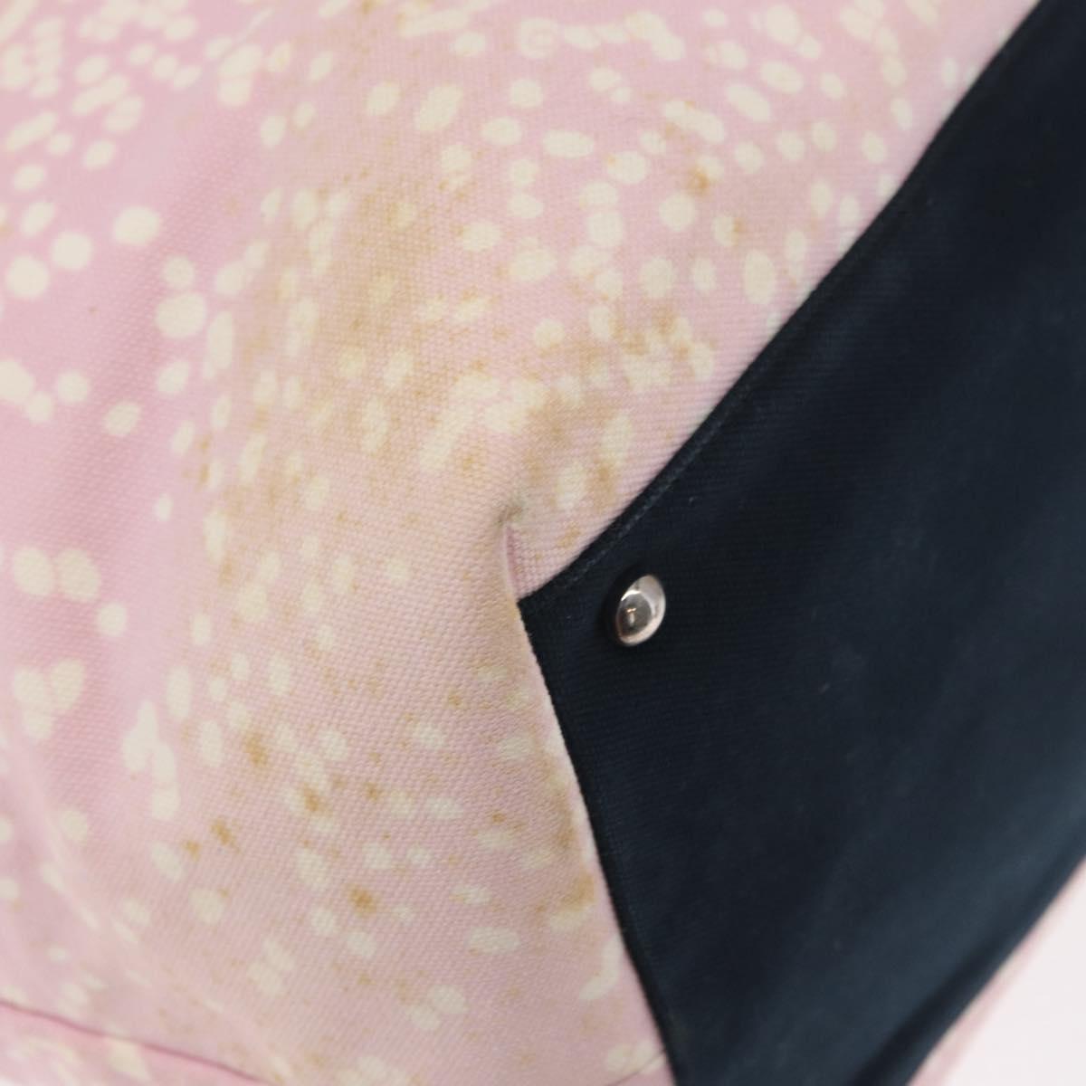 CHANEL High Summer Tote Bag Canvas Leather Pink Silver CC Auth BA8259