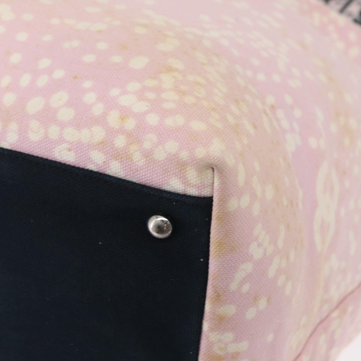 CHANEL High Summer Tote Bag Canvas Leather Pink Silver CC Auth BA8259