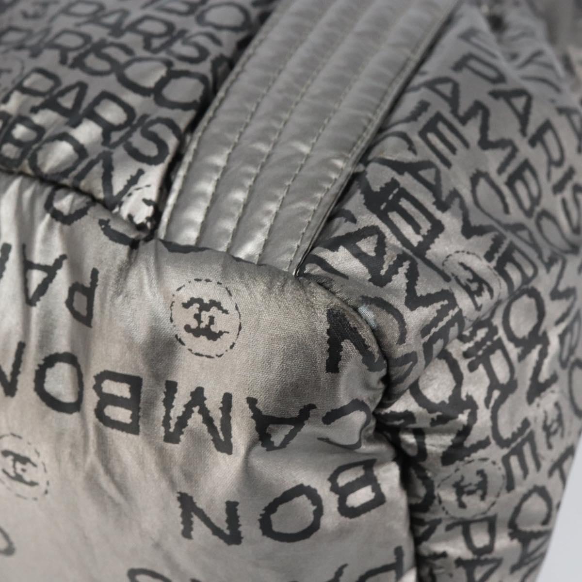 CHANEL Unlimited Tote Bag Nylon Silver CC Auth BA8260