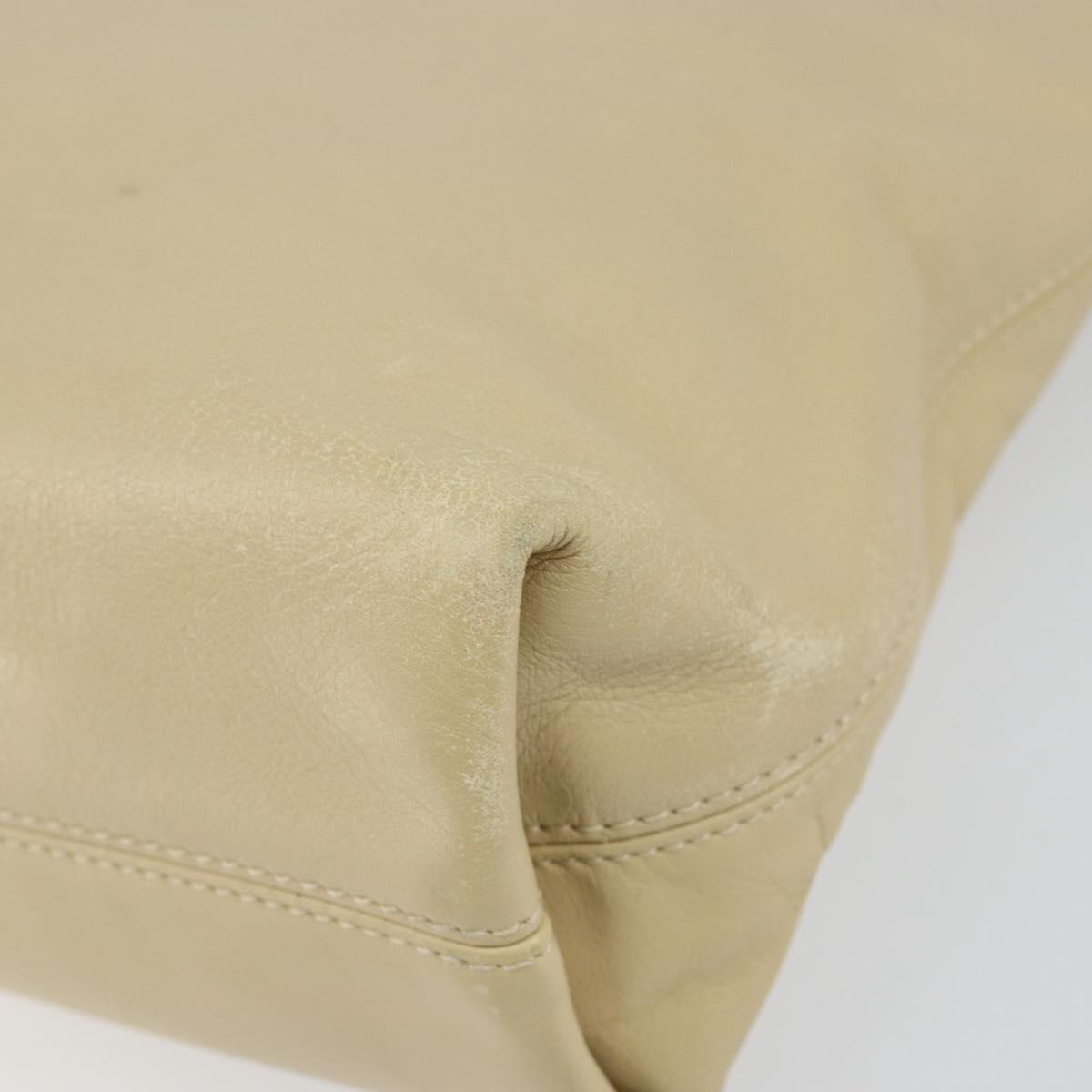 CHANEL Tote Bag Lamb Skin Beige Gold CC Auth BA8261