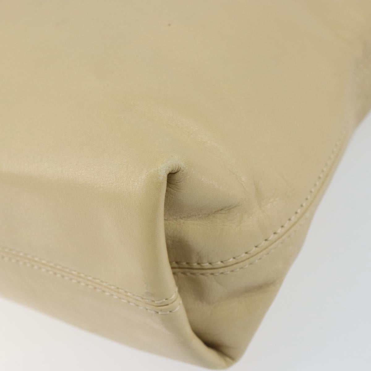 CHANEL Tote Bag Lamb Skin Beige Gold CC Auth BA8261