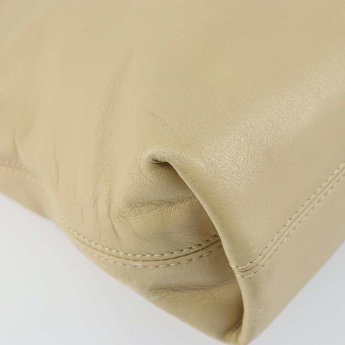 CHANEL Tote Bag Lamb Skin Beige Gold CC Auth BA8261