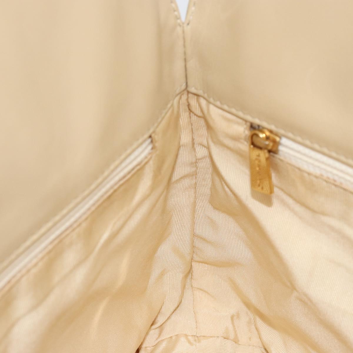 CHANEL Tote Bag Lamb Skin Beige Gold CC Auth BA8261