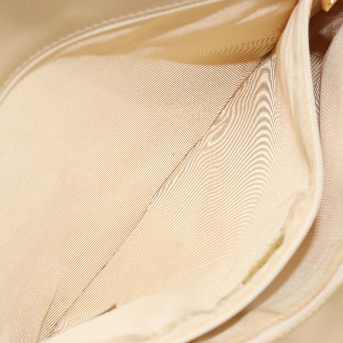 CHANEL Tote Bag Lamb Skin Beige Gold CC Auth BA8261