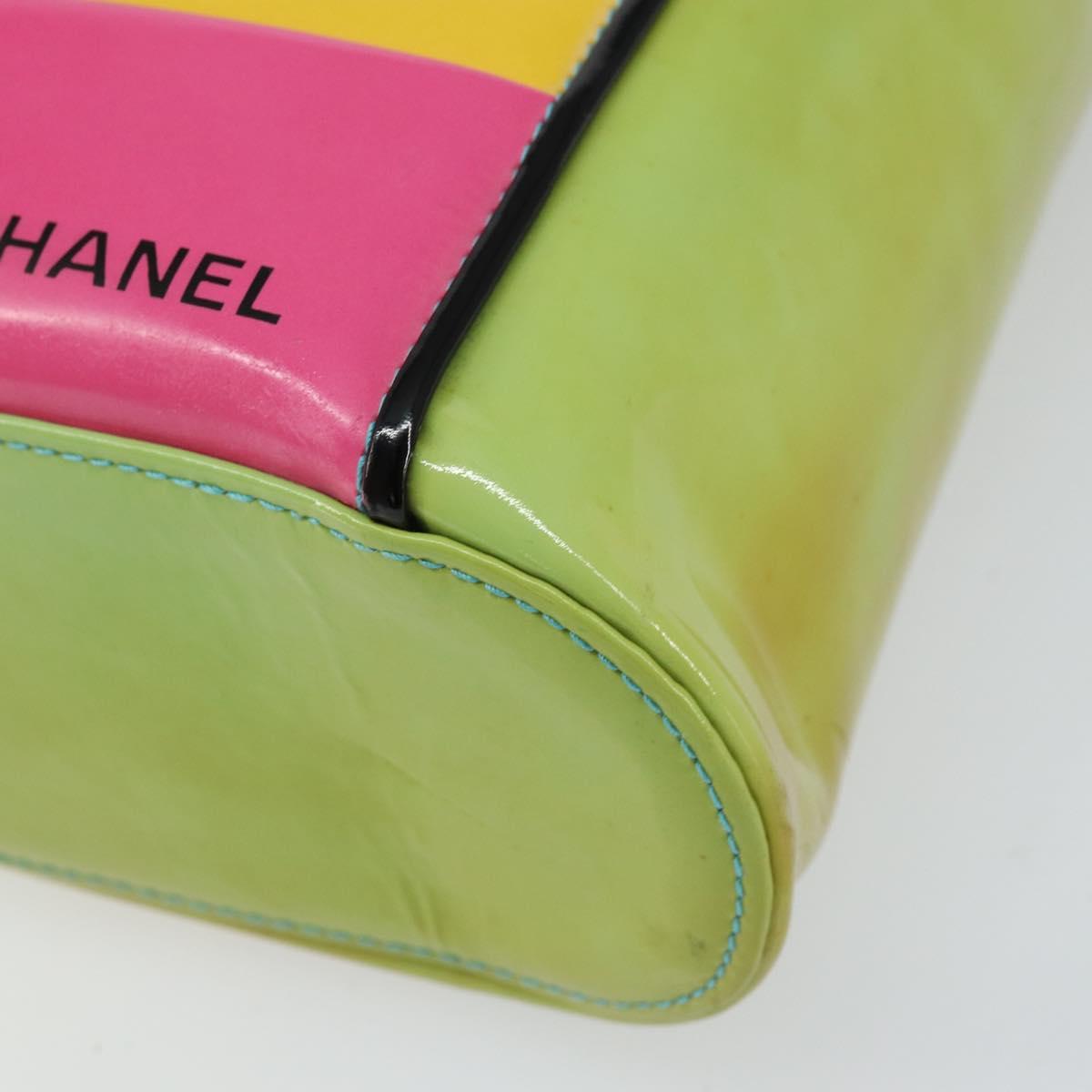 CHANEL Tote Bag Enamel Multicolor Gold CC Auth BA8262