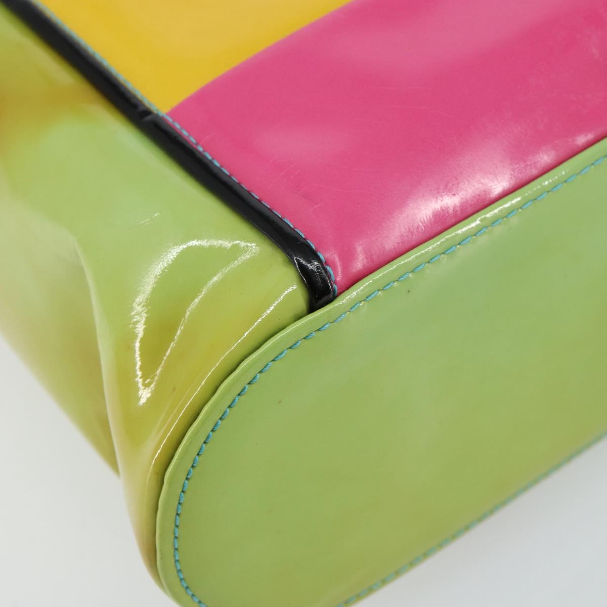 CHANEL Tote Bag Enamel Multicolor Gold CC Auth BA8262