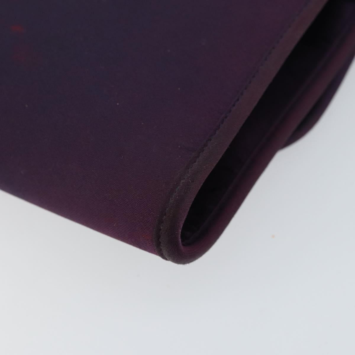 Christian Dior Saddle Chain Shoulder Bag Nylon Purple Gold Auth BA8264