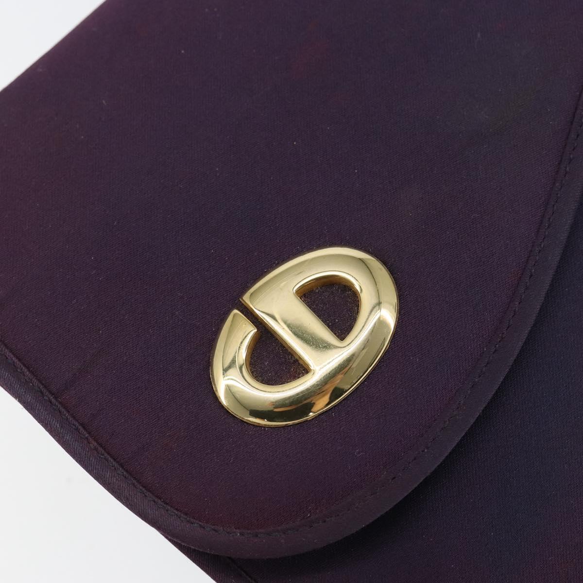 Christian Dior Saddle Chain Shoulder Bag Nylon Purple Gold Auth BA8264