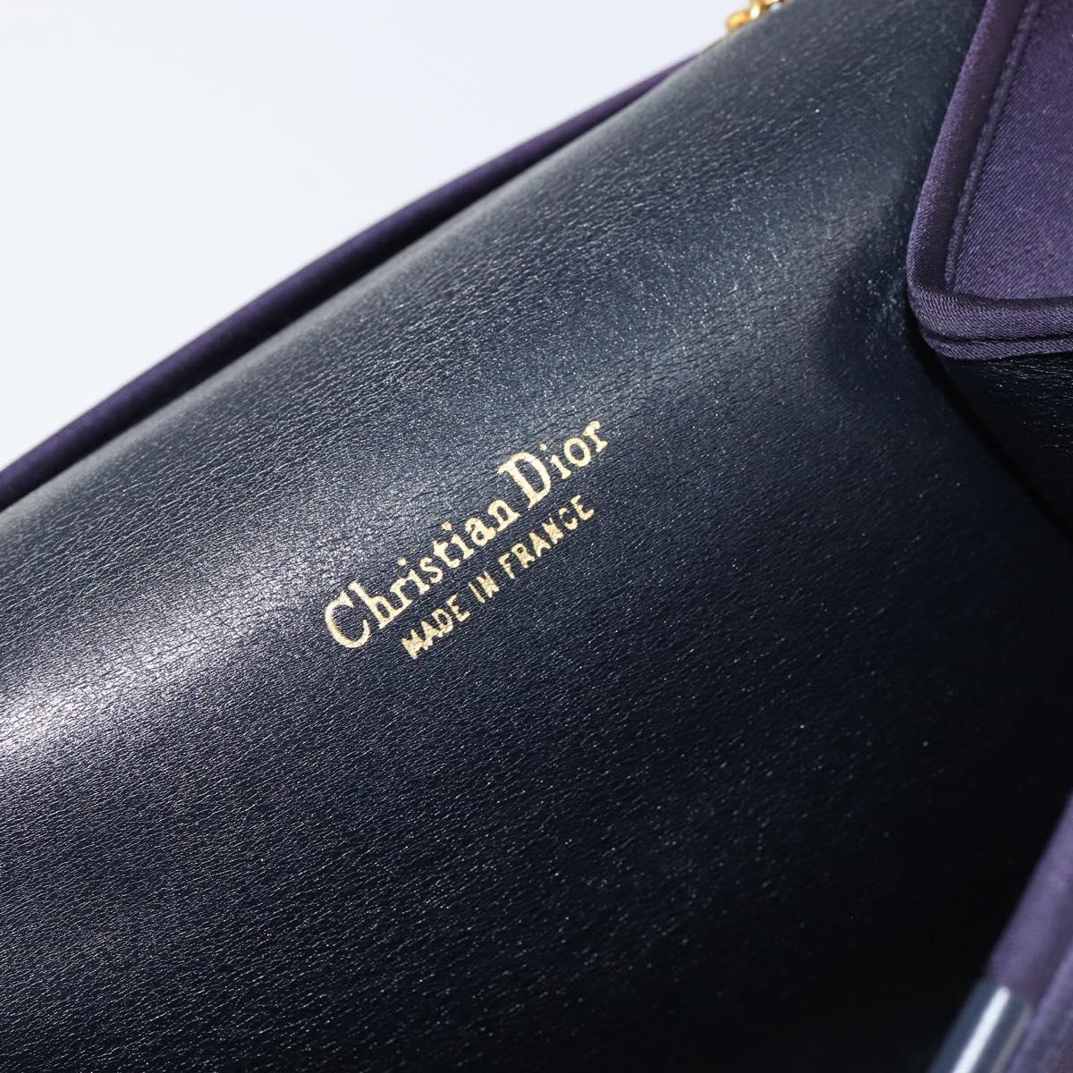 Christian Dior Saddle Chain Shoulder Bag Nylon Purple Gold Auth BA8264