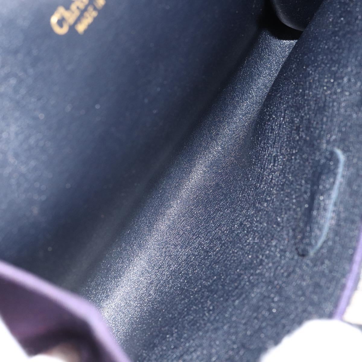 Christian Dior Saddle Chain Shoulder Bag Nylon Purple Gold Auth BA8264