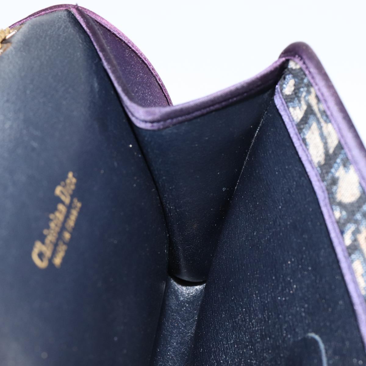 Christian Dior Saddle Chain Shoulder Bag Nylon Purple Gold Auth BA8264