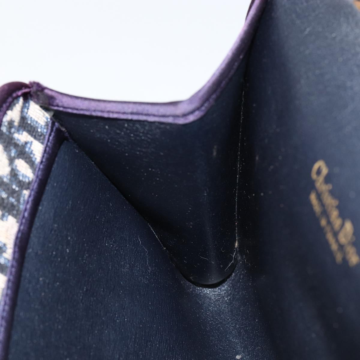 Christian Dior Saddle Chain Shoulder Bag Nylon Purple Gold Auth BA8264