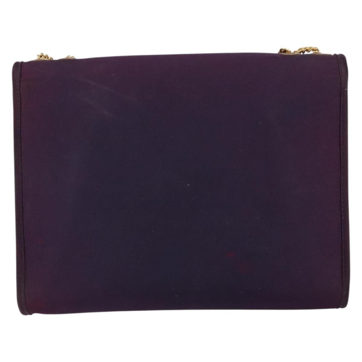Christian Dior Saddle Chain Shoulder Bag Nylon Purple Gold Auth BA8264