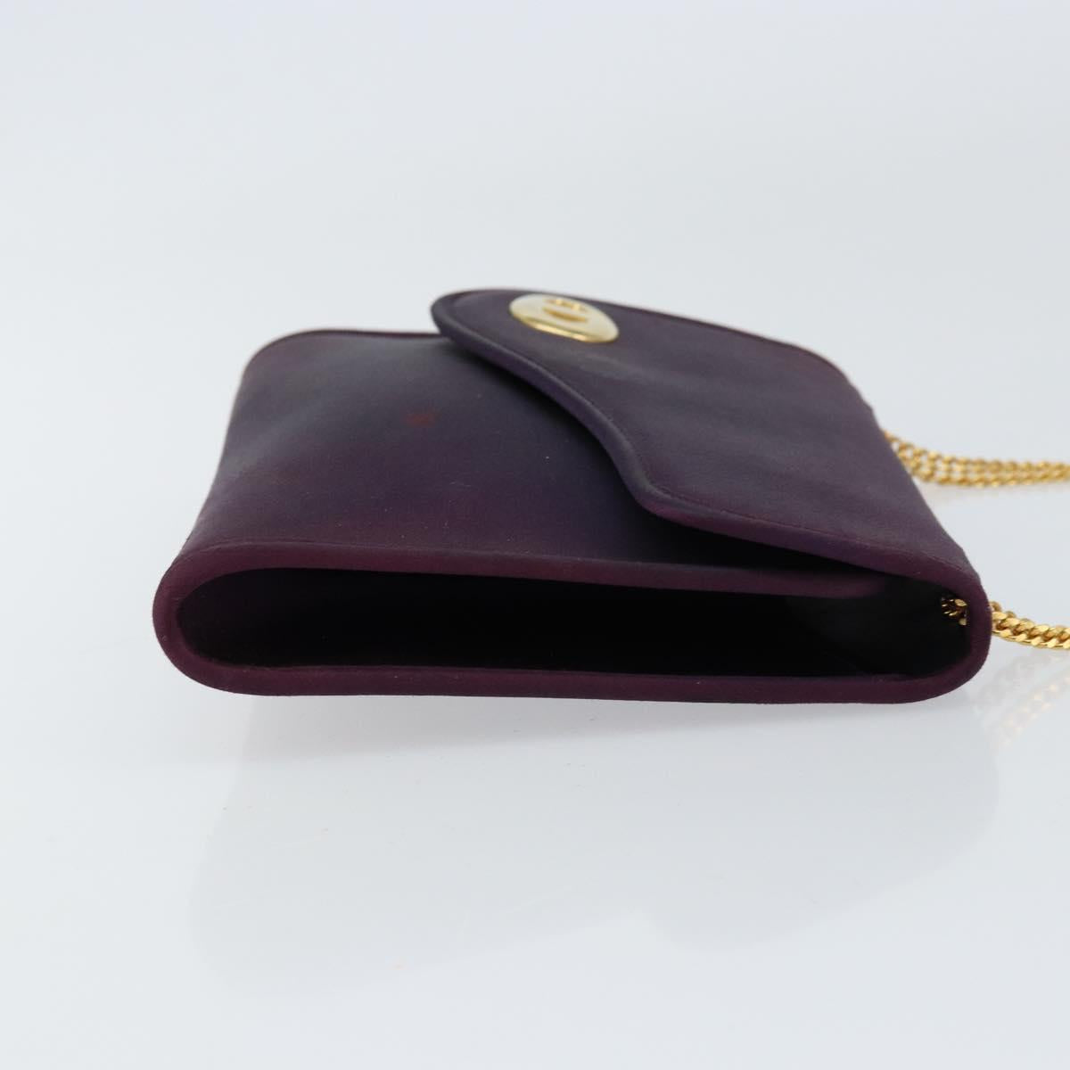 Christian Dior Saddle Chain Shoulder Bag Nylon Purple Gold Auth BA8264