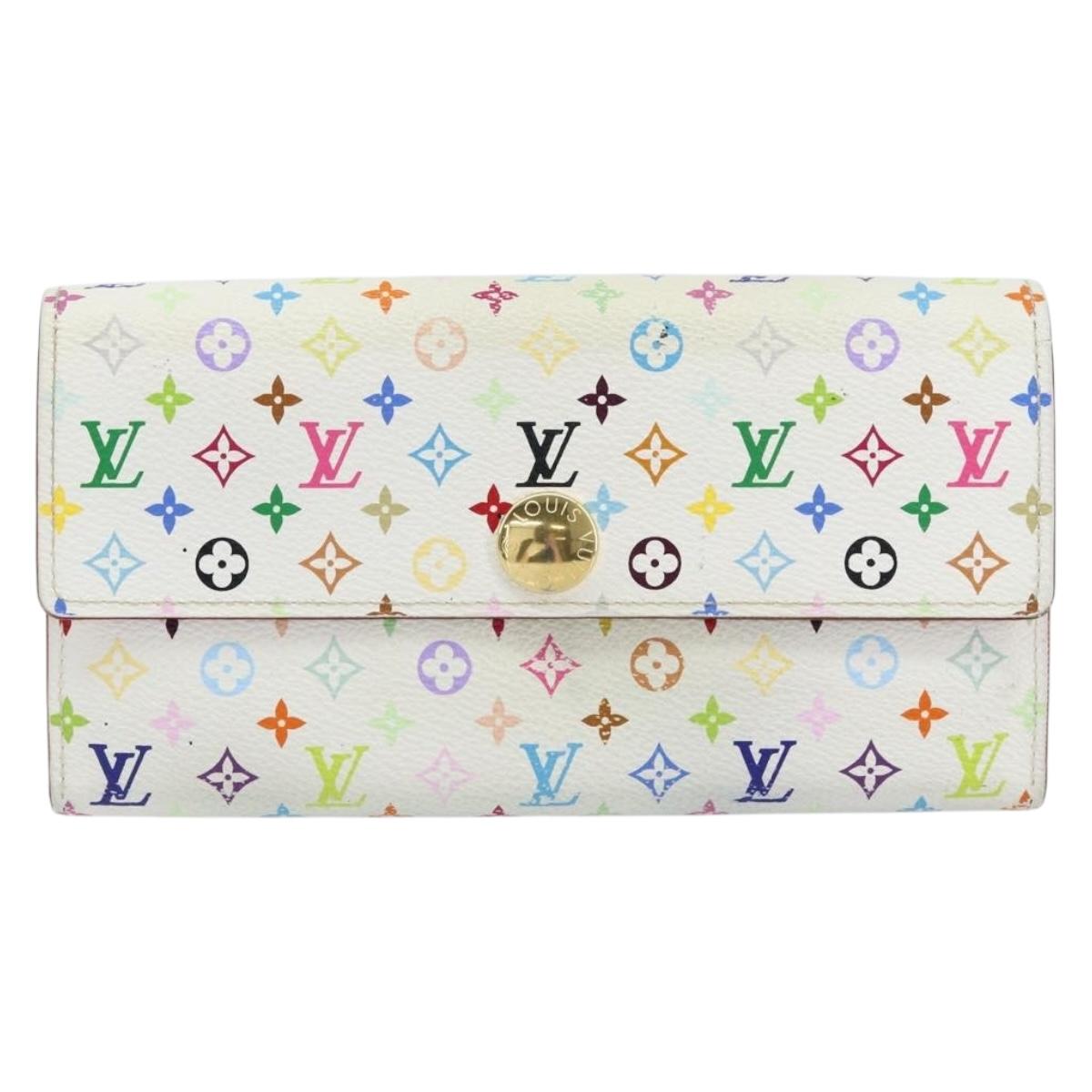 LOUIS VUITTON Multicolor Portefeuille Sarah Long Wallet White M93532 Auth BA8265