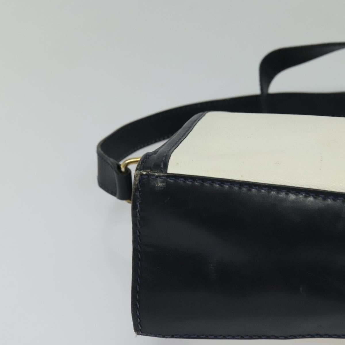 CELINE Shoulder Bag Leather White Auth BA829