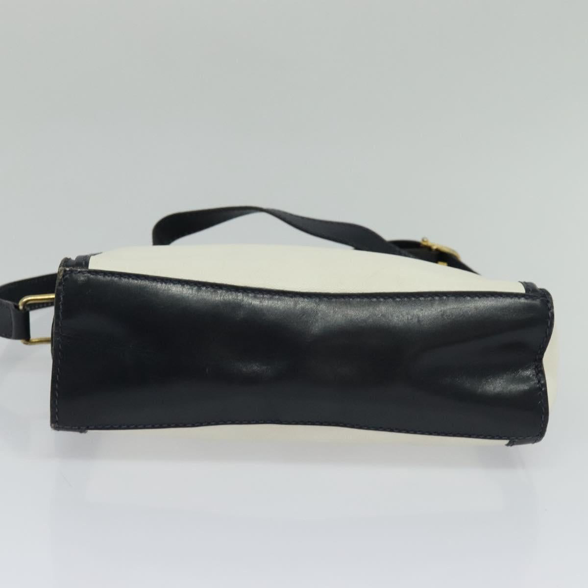 CELINE Shoulder Bag Leather White Auth BA829