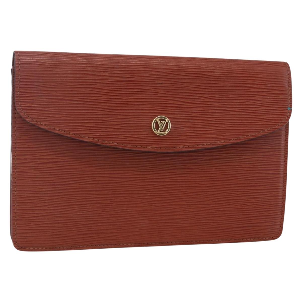 LOUIS VUITTON Epi Montaigne 23 Clutch Bag Brown M52663 LV Auth BA8329