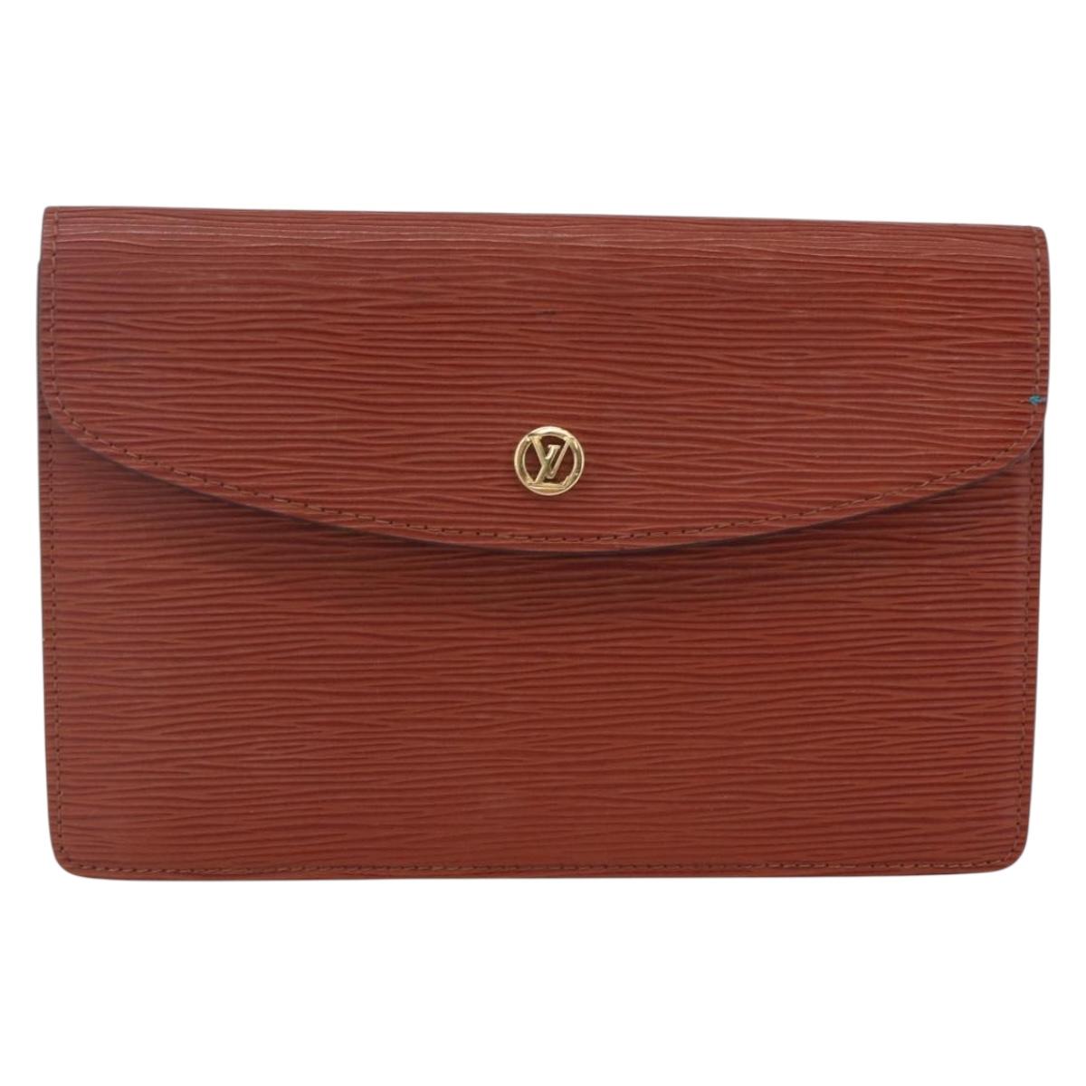 LOUIS VUITTON Epi Montaigne 23 Clutch Bag Brown M52663 LV Auth BA8329
