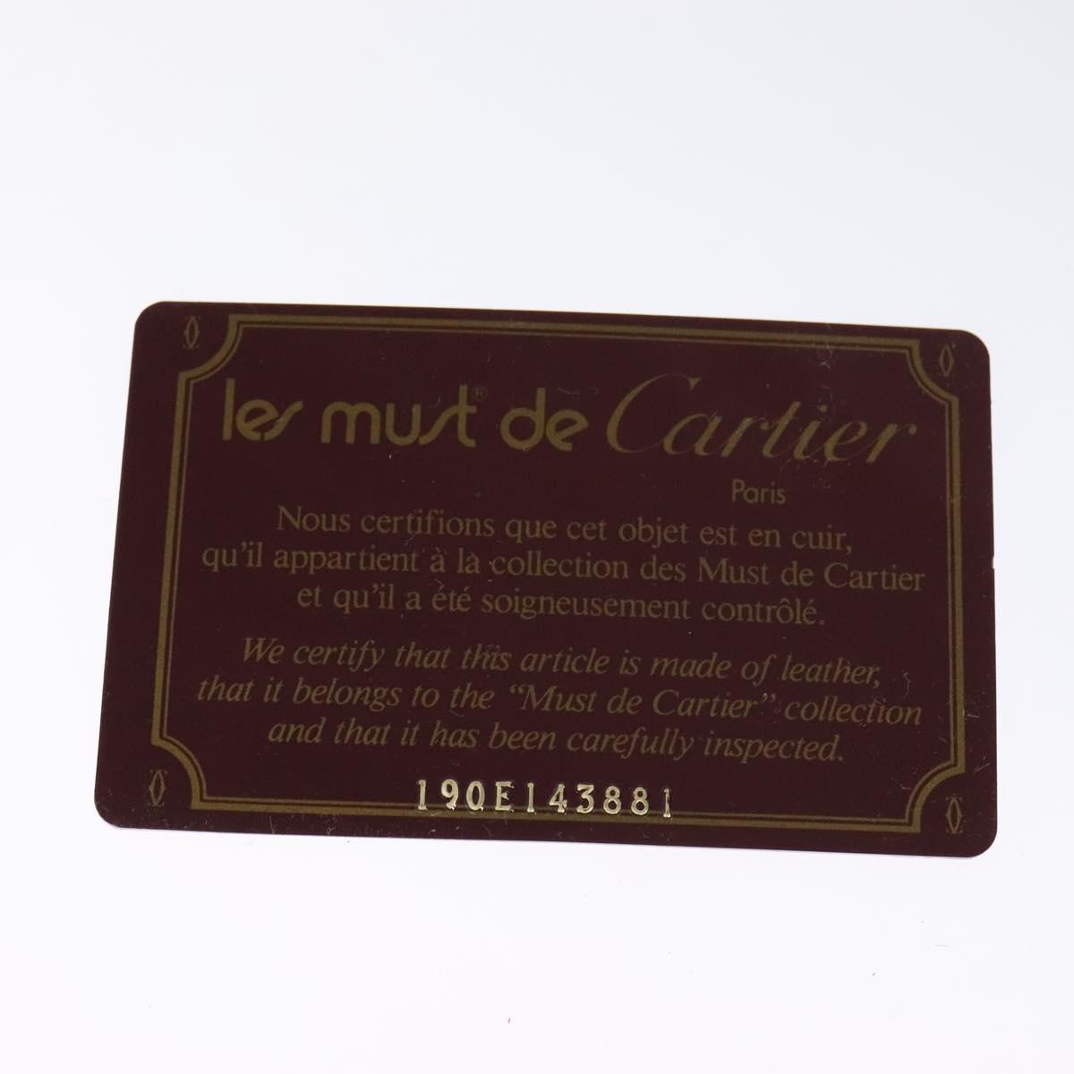 CARTIER Must Line Shoulder Bag Leather Wine Red Auth BA833