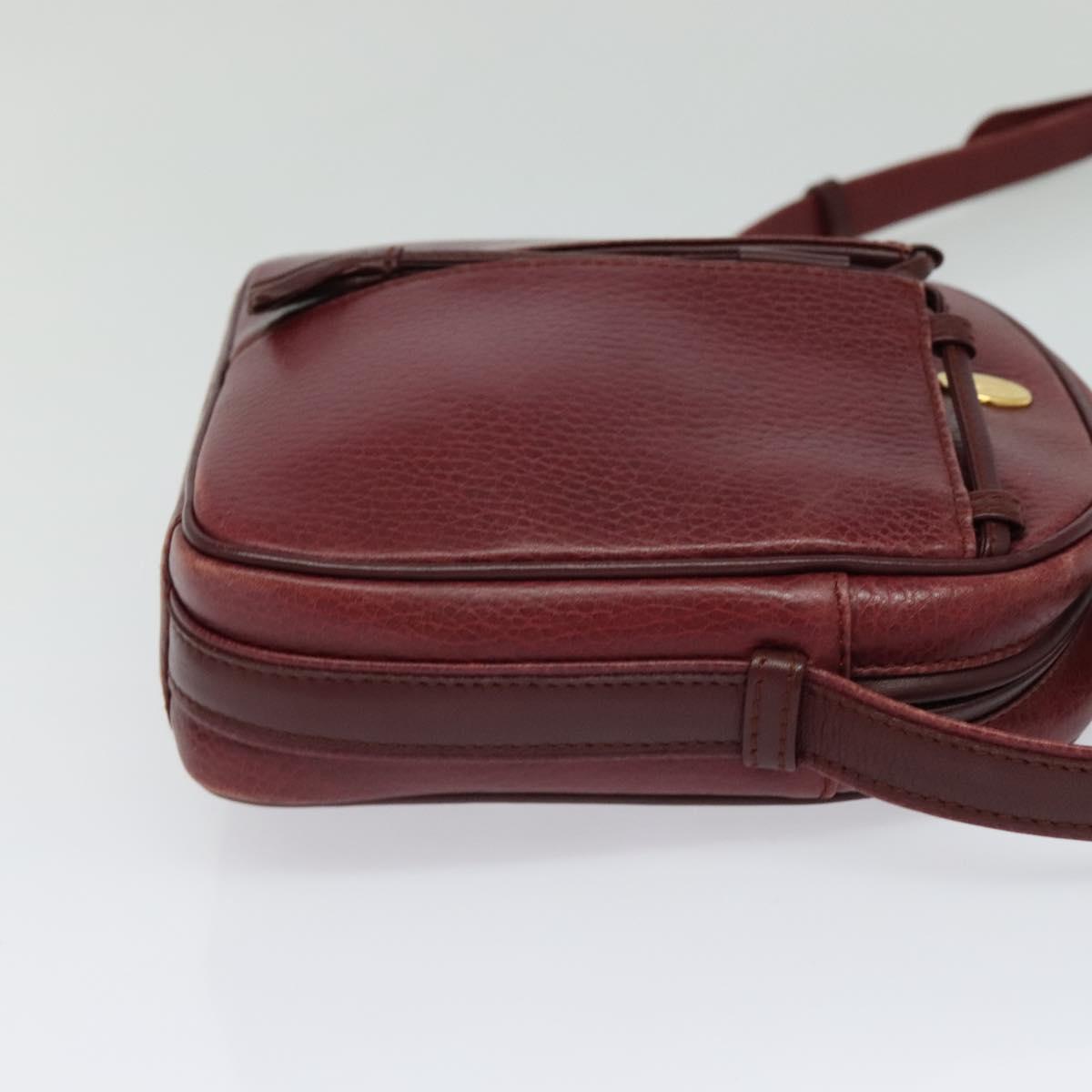 CARTIER Must Line Shoulder Bag Leather Wine Red Auth BA833