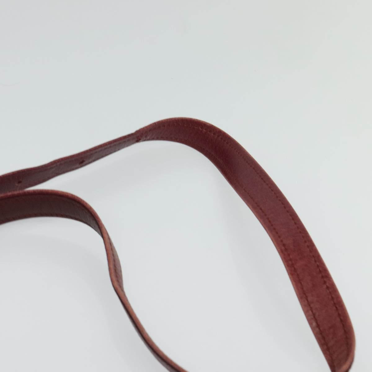 CARTIER Must Line Shoulder Bag Leather Wine Red Auth BA833