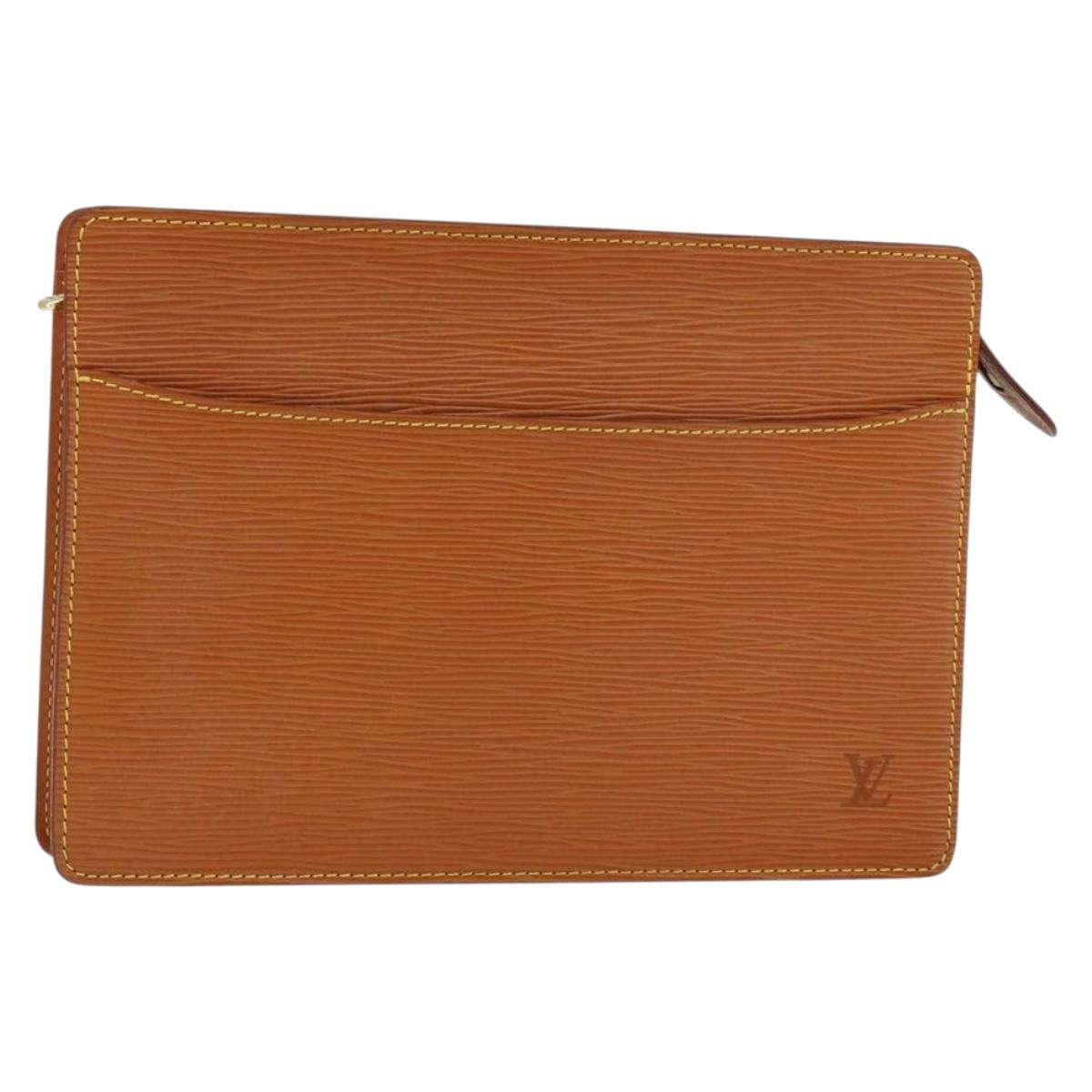 LOUIS VUITTON Epi Pochette Homme Bag Brown Zipangu Gold M52528 LV Auth BA8331