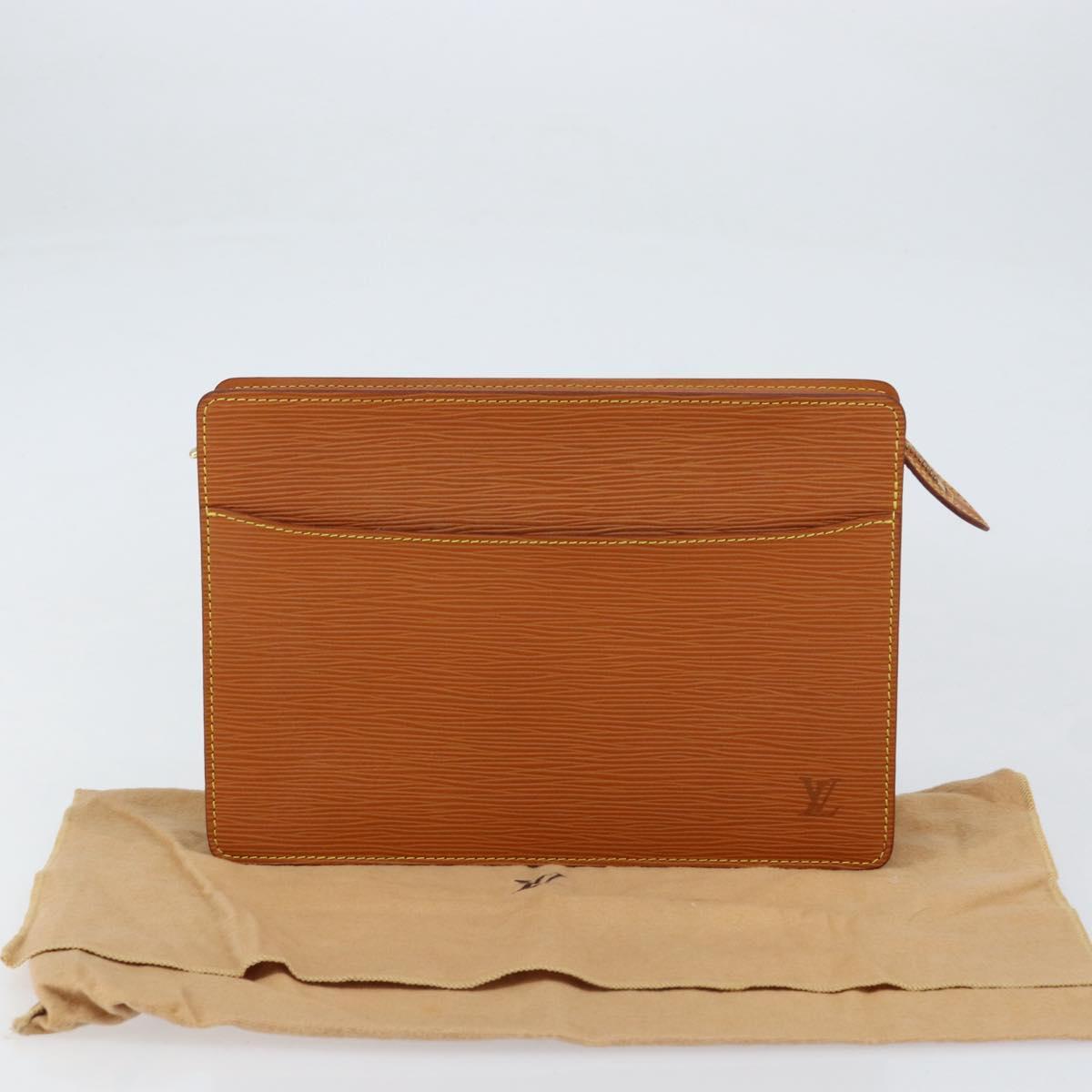 LOUIS VUITTON Epi Pochette Homme Bag Brown Zipangu Gold M52528 LV Auth BA8331