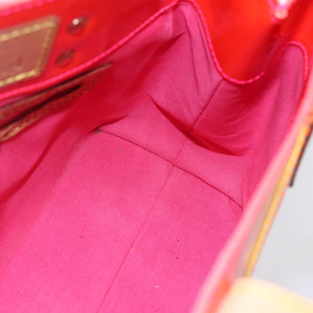 LOUIS VUITTON Monogram Vernis Fluo Reade PM Bag Pink Orange M91903 Auth BA8337