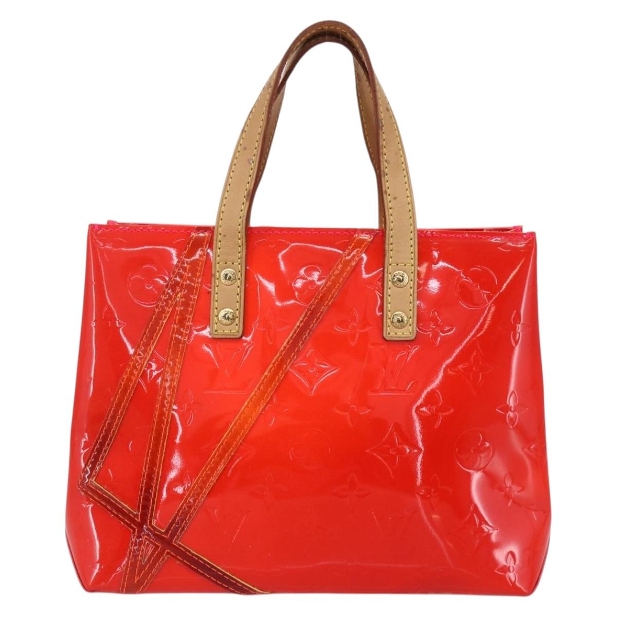 LOUIS VUITTON Monogram Vernis Fluo Reade PM Bag Pink Orange M91903 Auth BA8337
