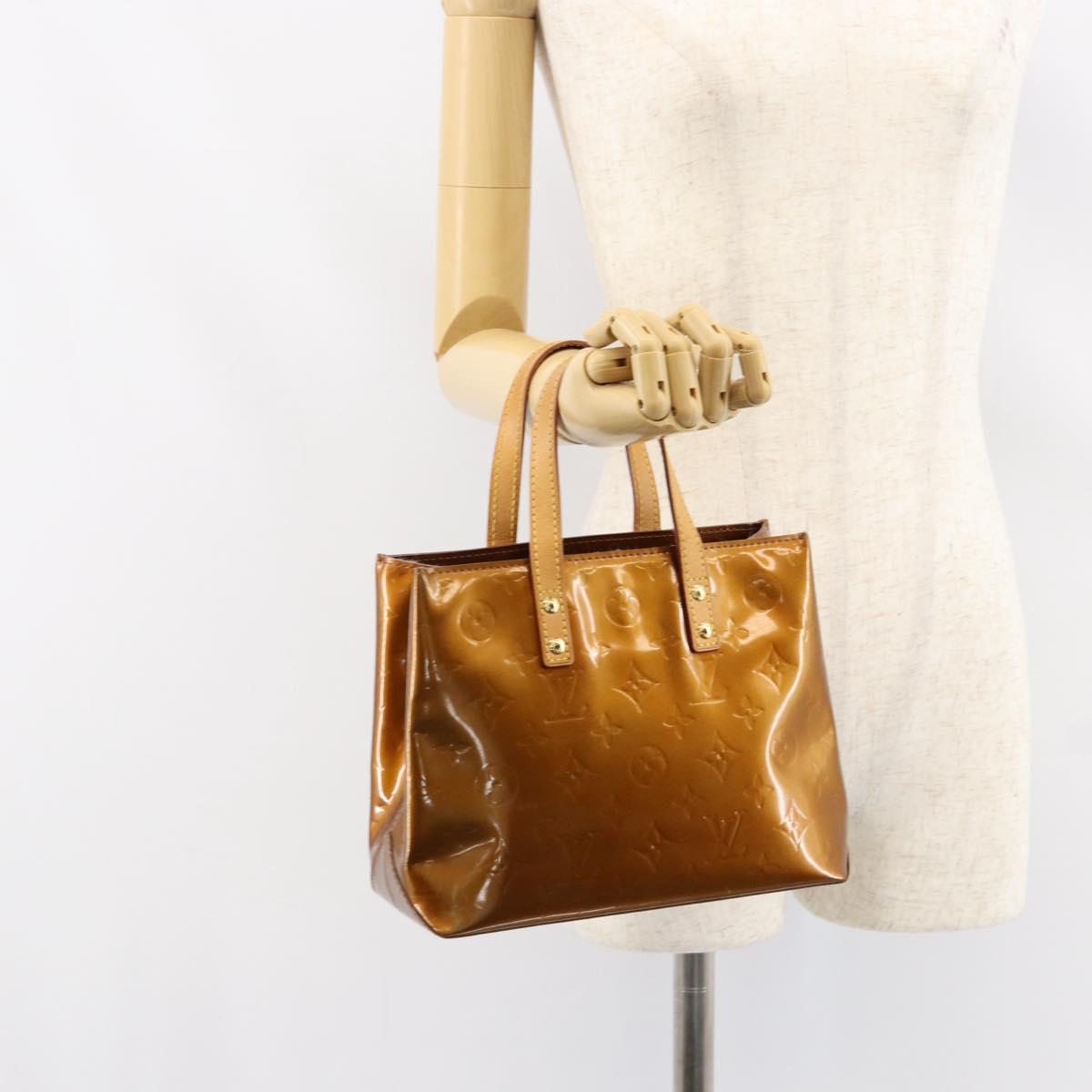 LOUIS VUITTON Monogram Vernis Reade PM Hand Bag Bronze M91146 LV Auth BA8338