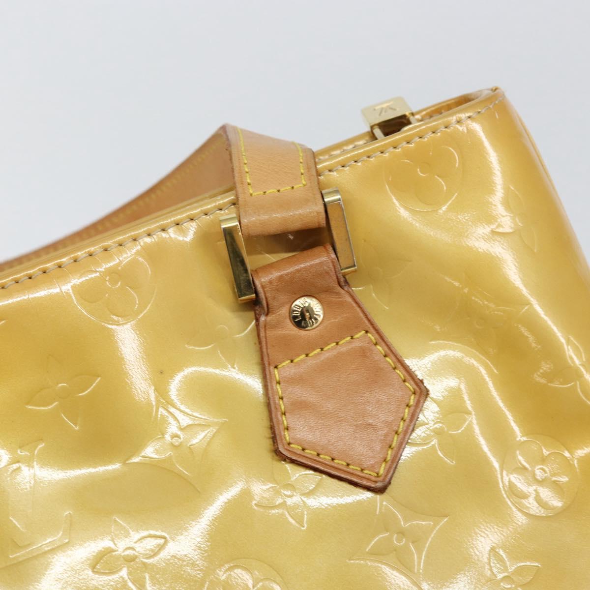 LOUIS VUITTON Monogram Vernis Houston Hand Bag Beige M91004 LV Auth BA8339