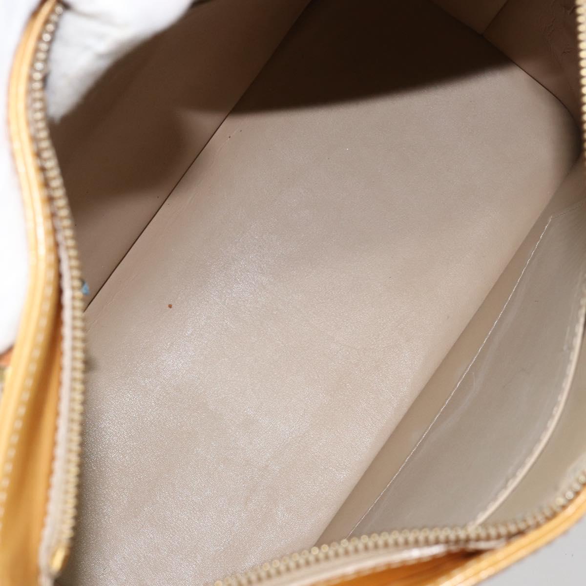 LOUIS VUITTON Monogram Vernis Houston Hand Bag Beige M91004 LV Auth BA8339