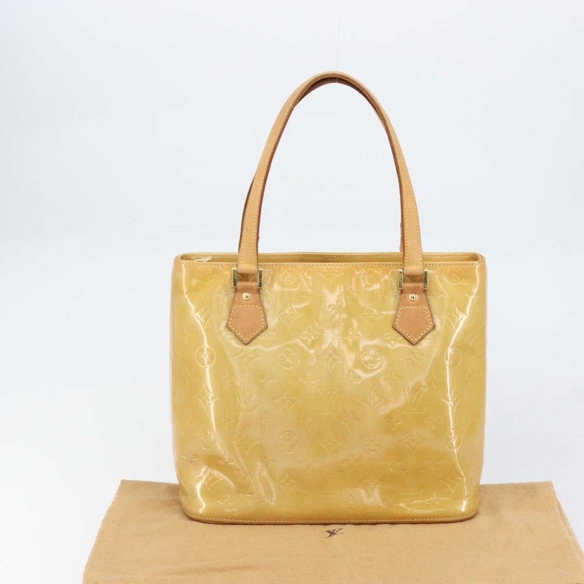 LOUIS VUITTON Monogram Vernis Houston Hand Bag Beige M91004 LV Auth BA8339