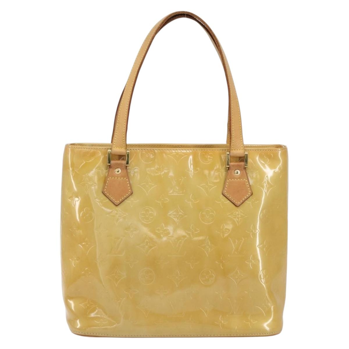 LOUIS VUITTON Monogram Vernis Houston Hand Bag Beige M91004 LV Auth BA8339