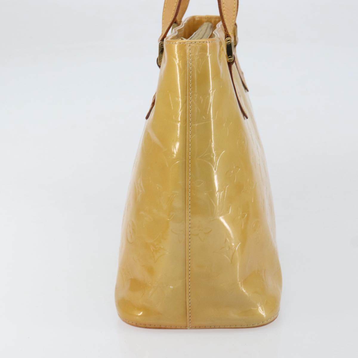 LOUIS VUITTON Monogram Vernis Houston Hand Bag Beige M91004 LV Auth BA8339