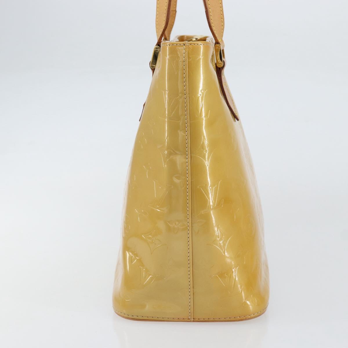 LOUIS VUITTON Monogram Vernis Houston Hand Bag Beige M91004 LV Auth BA8339