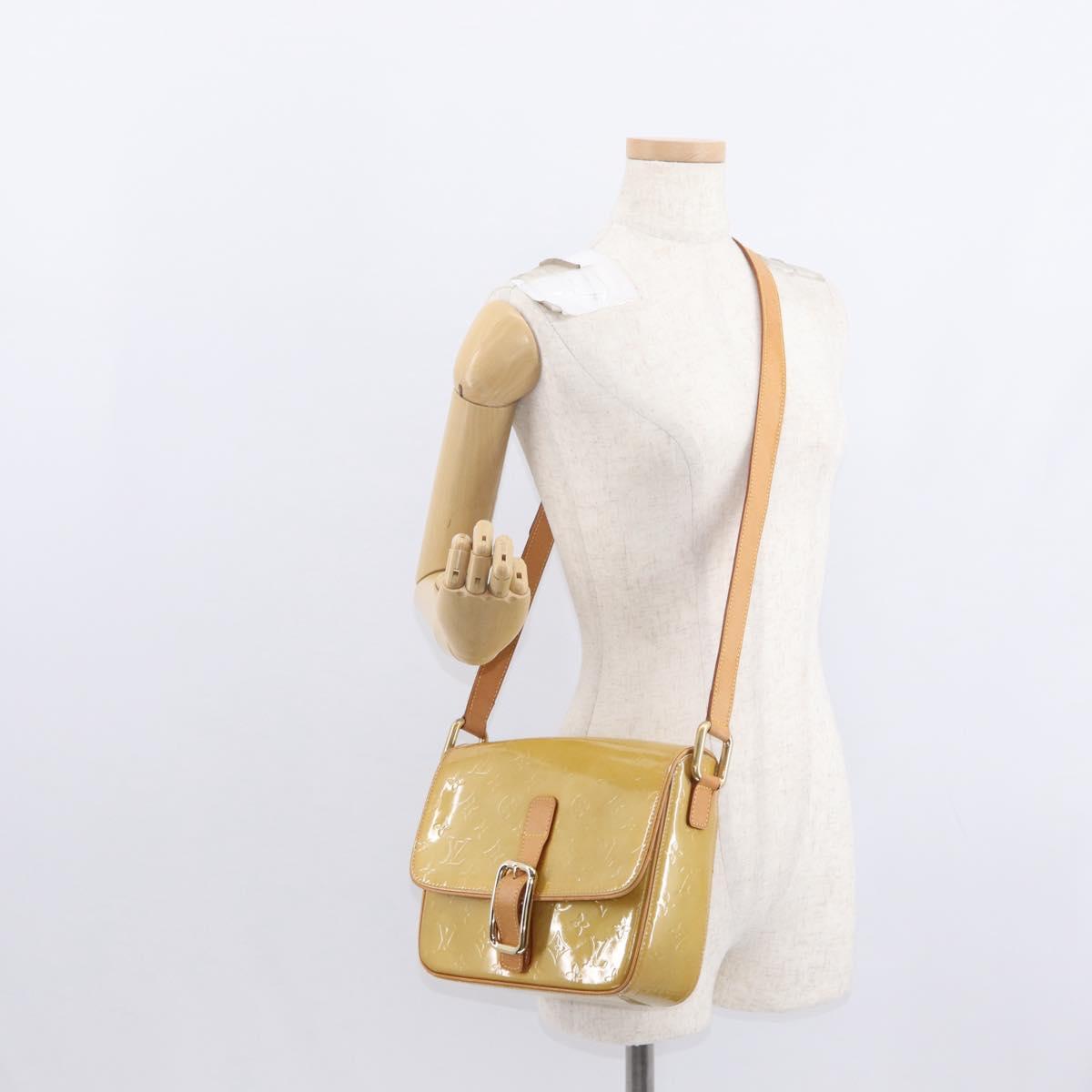 LOUIS VUITTON Monogram Vernis Christie GM Shoulder Bag Beige M91147 Auth BA8343