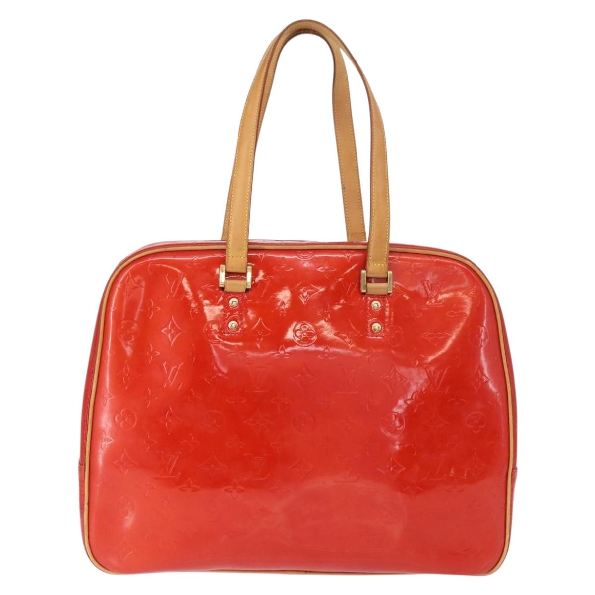 LOUIS VUITTON Monogram Vernis Sutton Hand Bag Red Rouge M91080 LV Auth BA8347