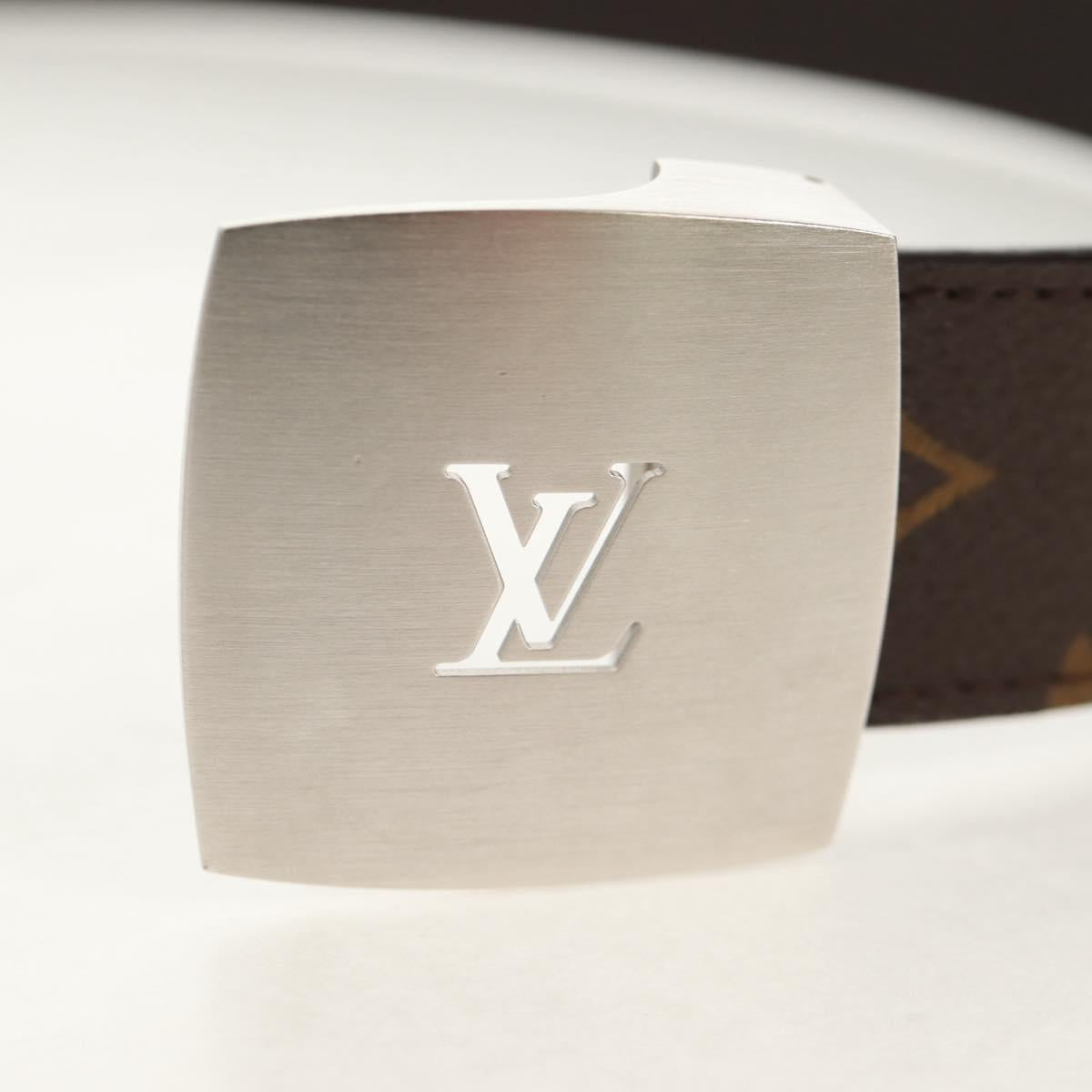 LOUIS VUITTON Monogram Ceinture LV Cut Belt 39.4"" Silver M6888 LV Auth BA8354V