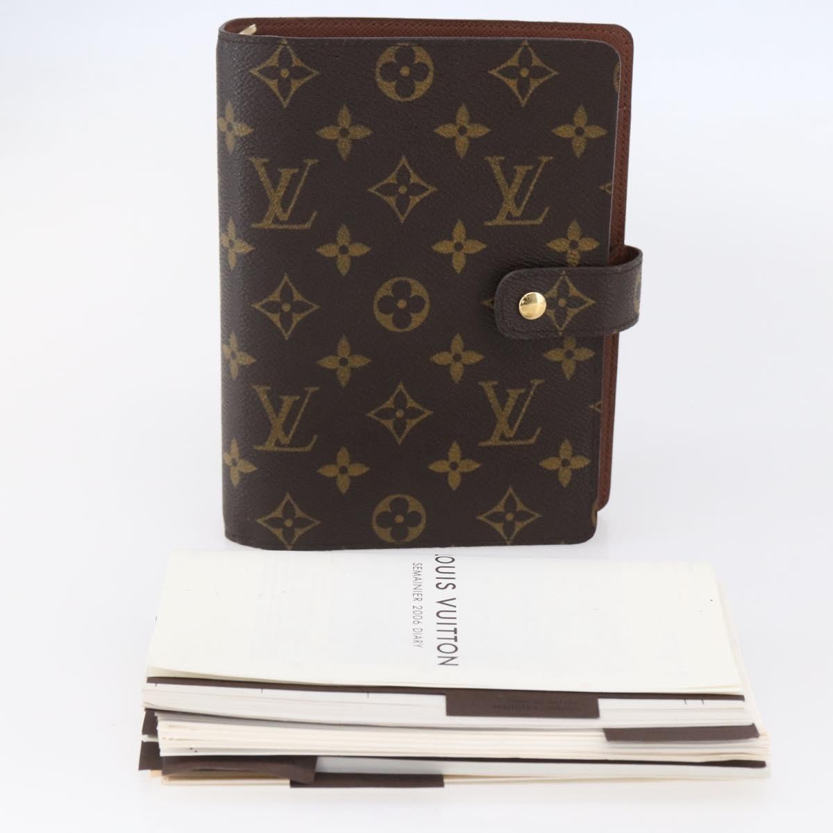 LOUIS VUITTON Monogram Agenda MM Day Planner Cover R20105 LV Auth BA8365