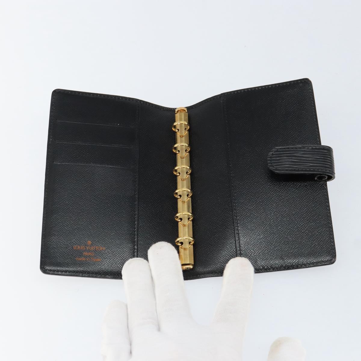 LOUIS VUITTON Epi Agenda PM Day Planner Cover Black R20052 LV Auth BA8369