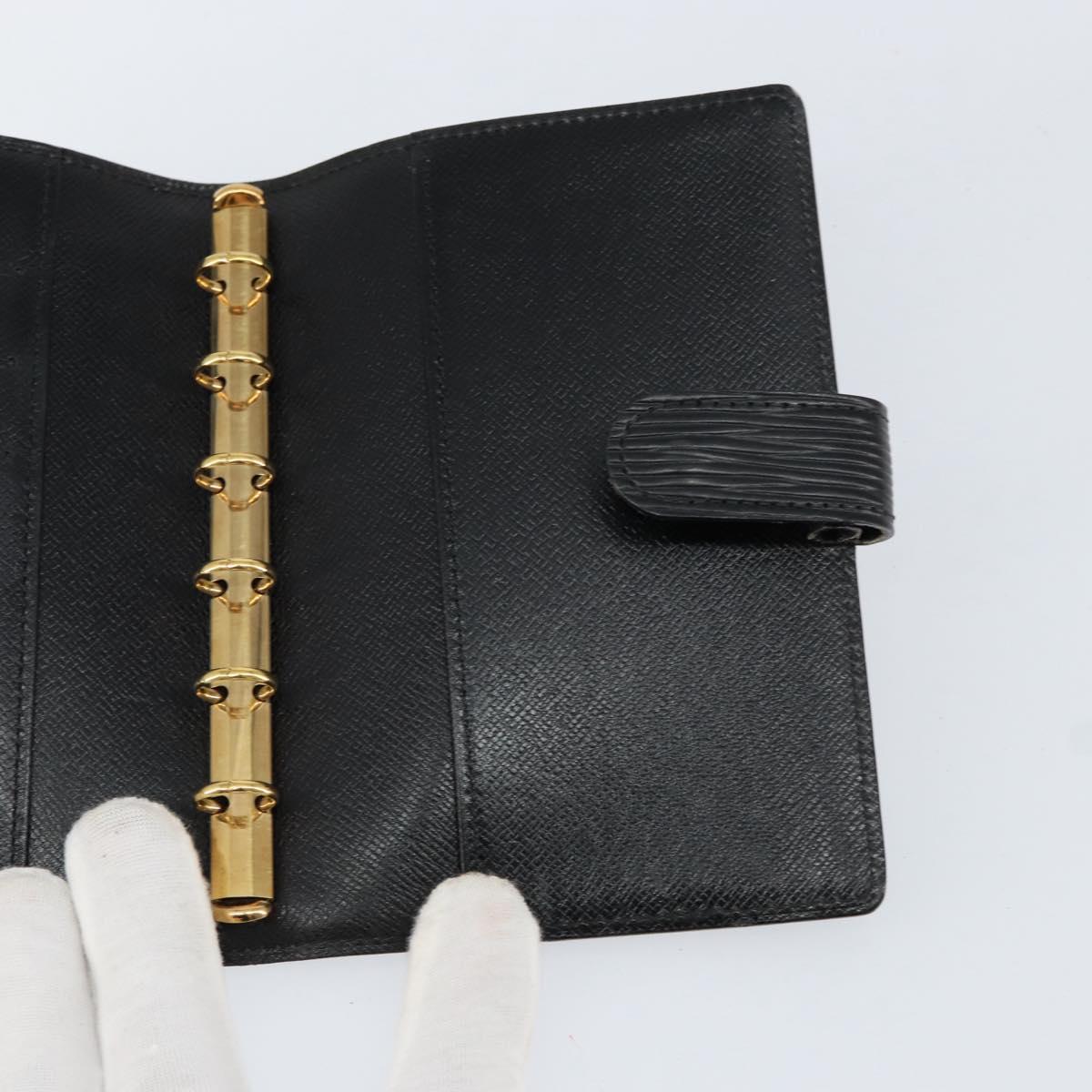 LOUIS VUITTON Epi Agenda PM Day Planner Cover Black R20052 LV Auth BA8369
