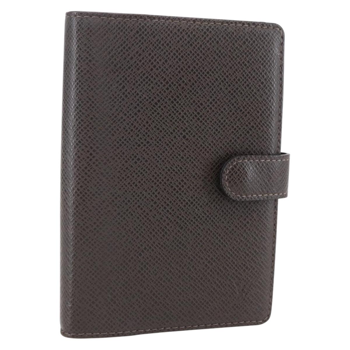 LOUIS VUITTON Taiga Agenda PM Day Planner Cover Grizzly R20434 LV Auth BA8378