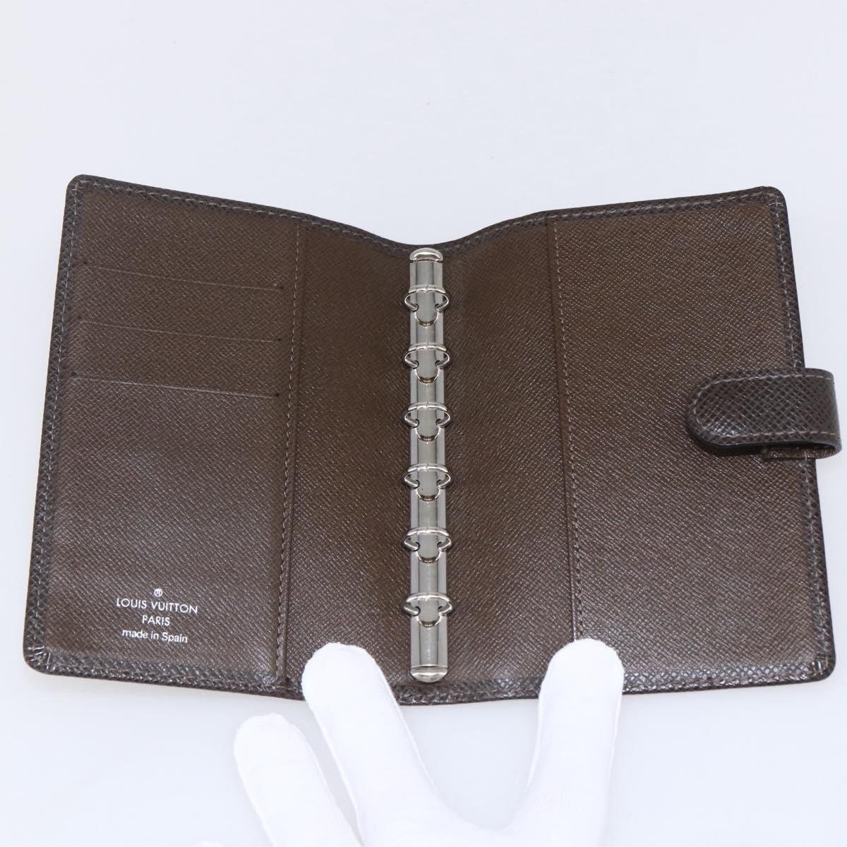 LOUIS VUITTON Taiga Agenda PM Day Planner Cover Grizzly R20434 LV Auth BA8378