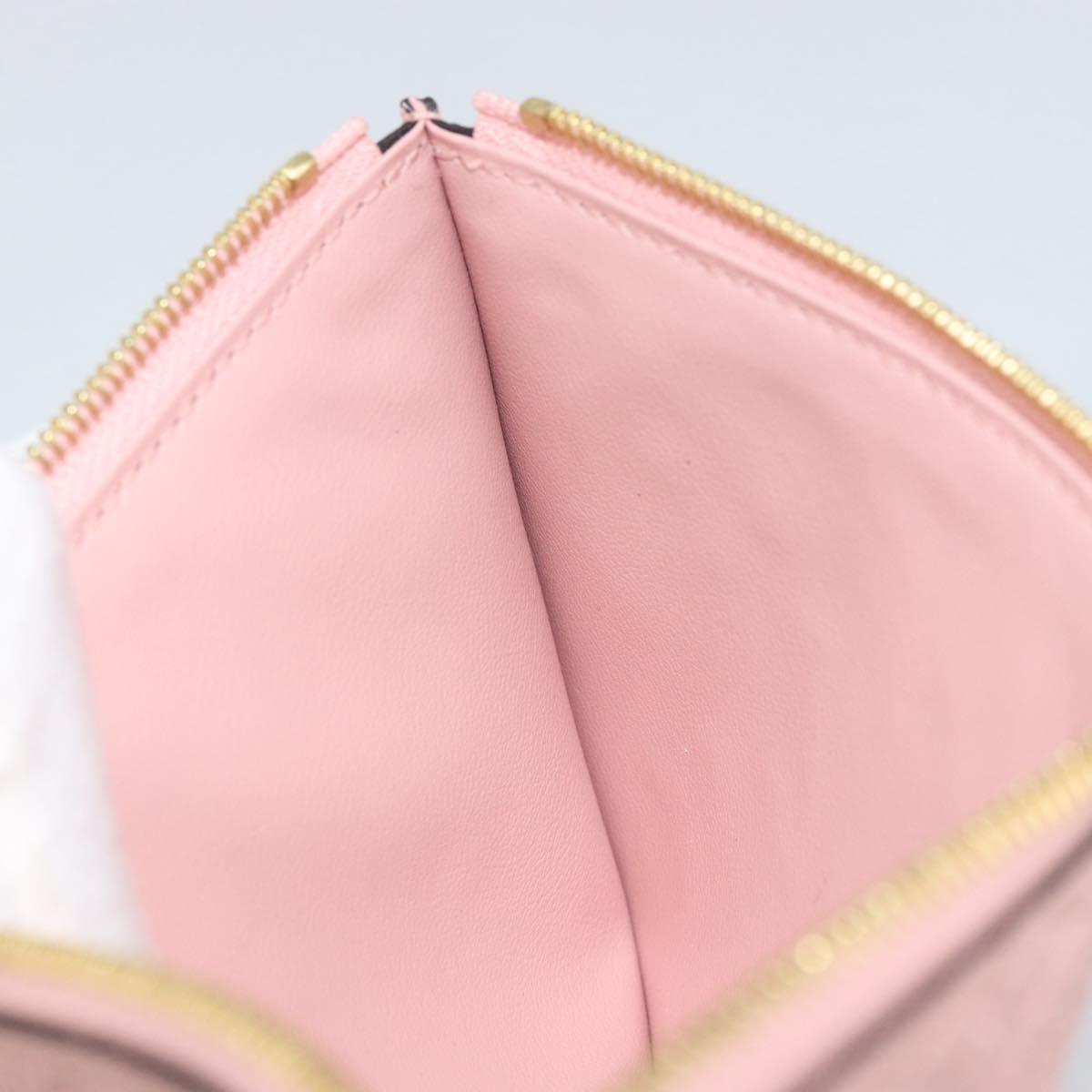 LOUIS VUITTON Monogram Empreinte Portefeuille Clemence Pouch Pink LV Auth BA8379