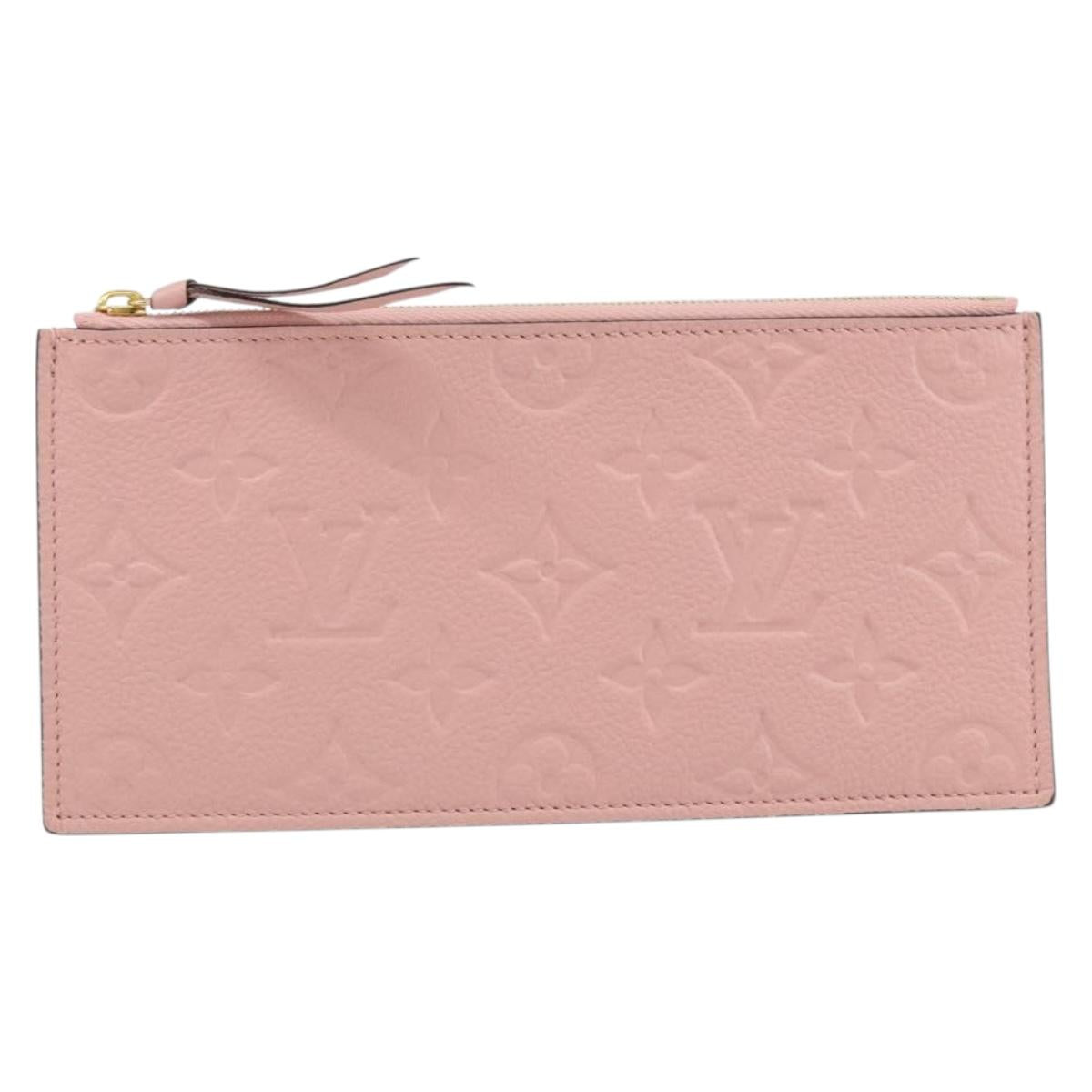 LOUIS VUITTON Monogram Empreinte Portefeuille Clemence Pouch Pink LV Auth BA8379
